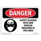 Signmission OSHA Danger, Glasses W/ Side Shields Required, 18in X 12in Rigid Plastic, 18" W, 12" H, Landscape OS-DS-P-1218-L-1562 - alternate 1